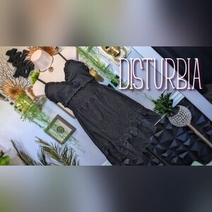 Disturbia Black Ruffle Boho Mini Dress XS-SM *FLAW*